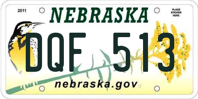 NE license plate DQF513