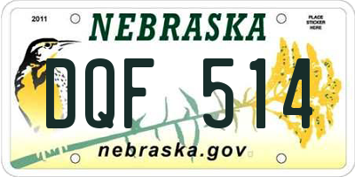NE license plate DQF514