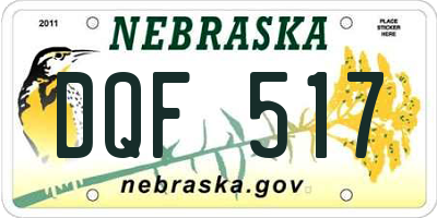 NE license plate DQF517