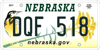 NE license plate DQF518