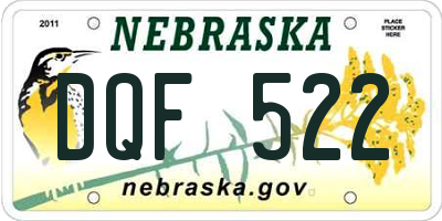 NE license plate DQF522