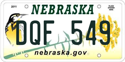 NE license plate DQF549