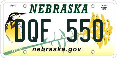 NE license plate DQF550
