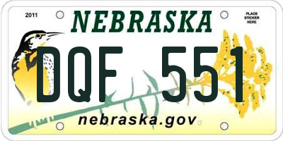 NE license plate DQF551