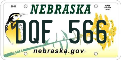 NE license plate DQF566