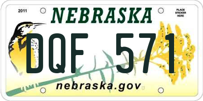 NE license plate DQF571