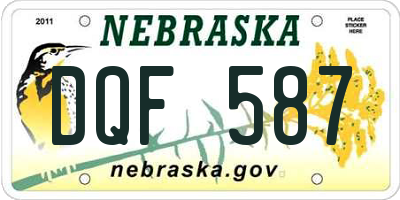 NE license plate DQF587