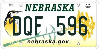 NE license plate DQF596