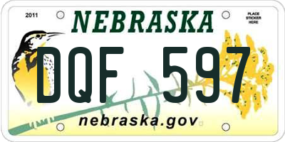 NE license plate DQF597