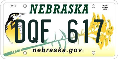 NE license plate DQF617