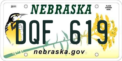 NE license plate DQF619