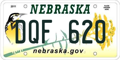 NE license plate DQF620