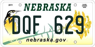 NE license plate DQF629