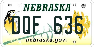 NE license plate DQF636