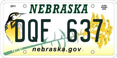 NE license plate DQF637