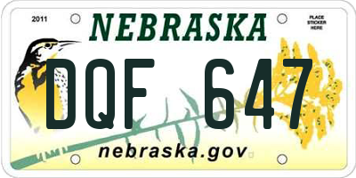 NE license plate DQF647