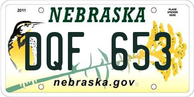 NE license plate DQF653