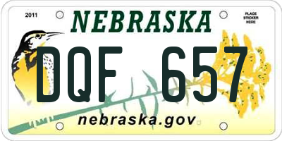 NE license plate DQF657