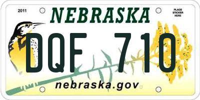 NE license plate DQF710