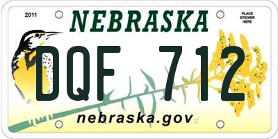 NE license plate DQF712