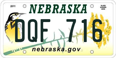 NE license plate DQF716