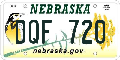 NE license plate DQF720