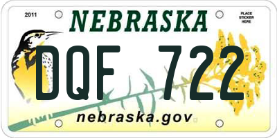 NE license plate DQF722
