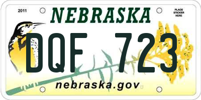 NE license plate DQF723