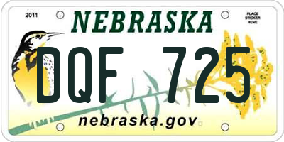 NE license plate DQF725