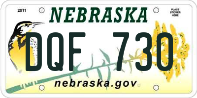 NE license plate DQF730
