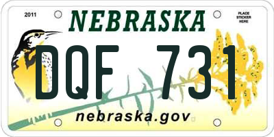 NE license plate DQF731