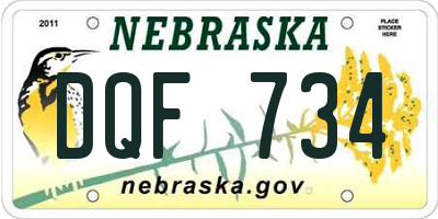 NE license plate DQF734