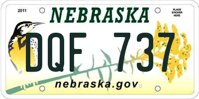 NE license plate DQF737