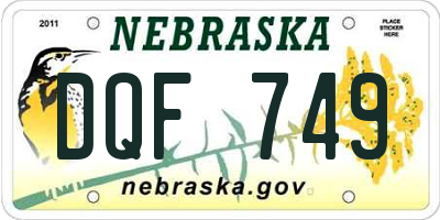 NE license plate DQF749