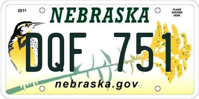 NE license plate DQF751