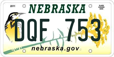 NE license plate DQF753