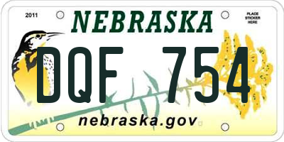 NE license plate DQF754