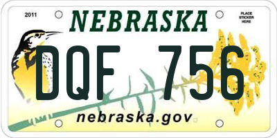 NE license plate DQF756