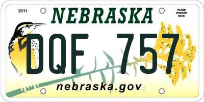 NE license plate DQF757
