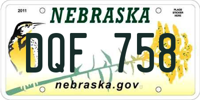 NE license plate DQF758