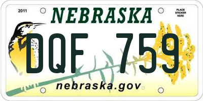 NE license plate DQF759