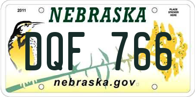 NE license plate DQF766