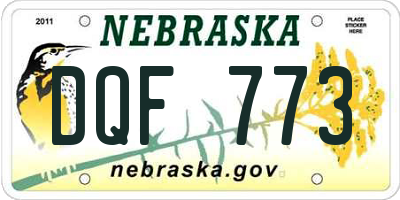 NE license plate DQF773