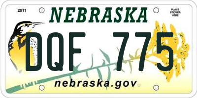 NE license plate DQF775
