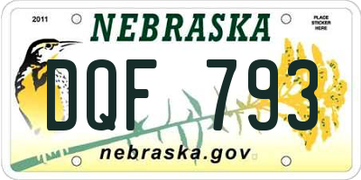 NE license plate DQF793