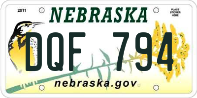 NE license plate DQF794