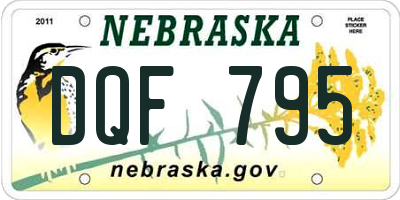 NE license plate DQF795