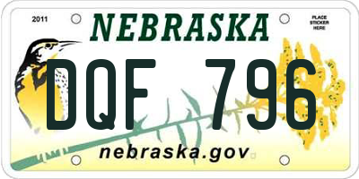 NE license plate DQF796