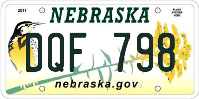 NE license plate DQF798