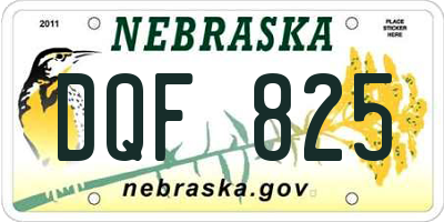 NE license plate DQF825